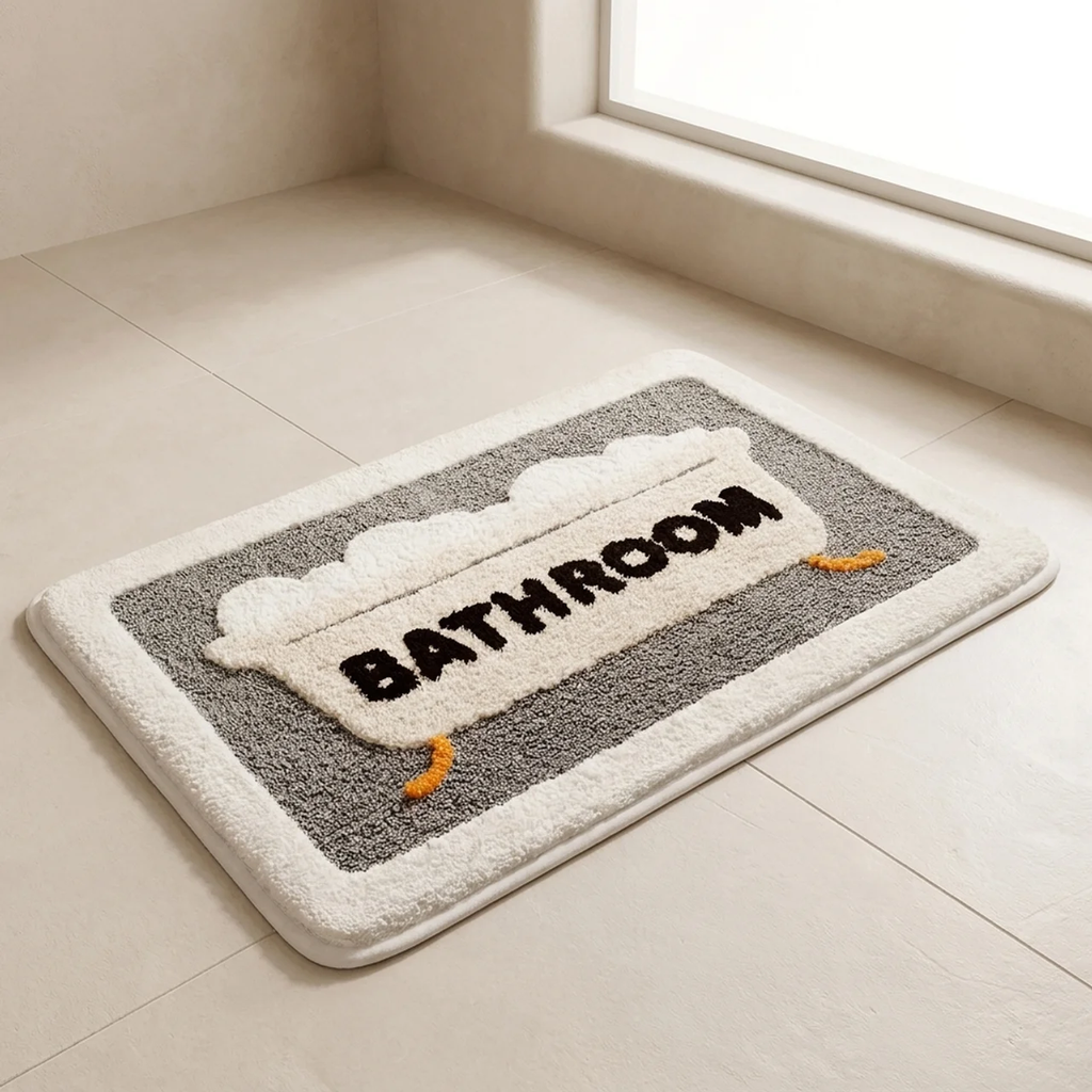 Bath Mat Plush Microfiber Non Slip Rubber Backing Quick Dry Tub Pattern