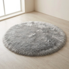 Round Plush Carpet Soft Polyester Fiber Nordic Style Machine Washable