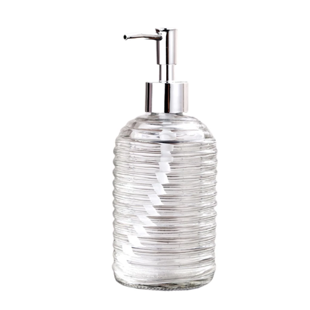 Liquid Soap Dispenser Clear Glass 400ml Chrome Finish Refillable