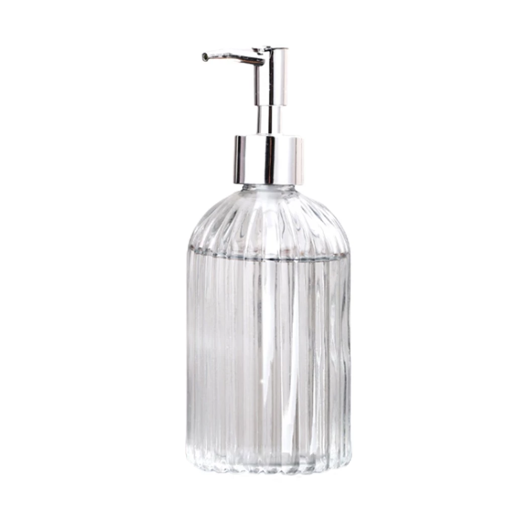 Liquid Soap Dispenser Clear Glass 400ml Chrome Finish Refillable