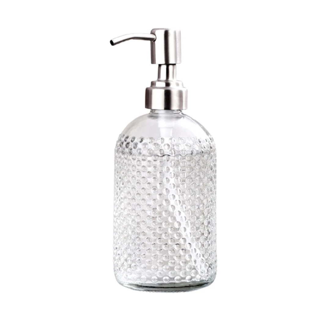 Liquid Soap Dispenser Clear Glass 400ml Chrome Finish Refillable