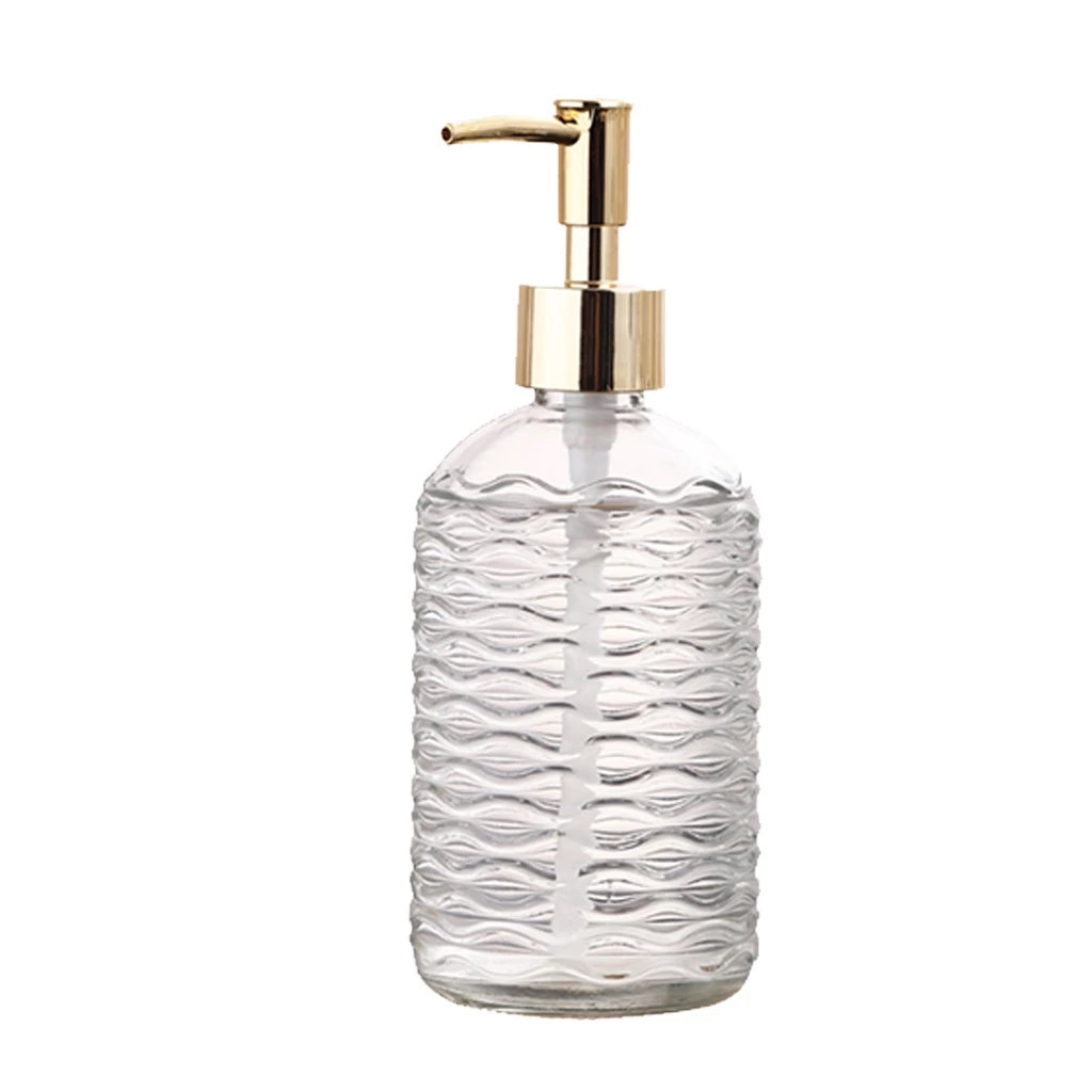 Liquid Soap Dispenser Clear Glass 400ml Chrome Finish Refillable