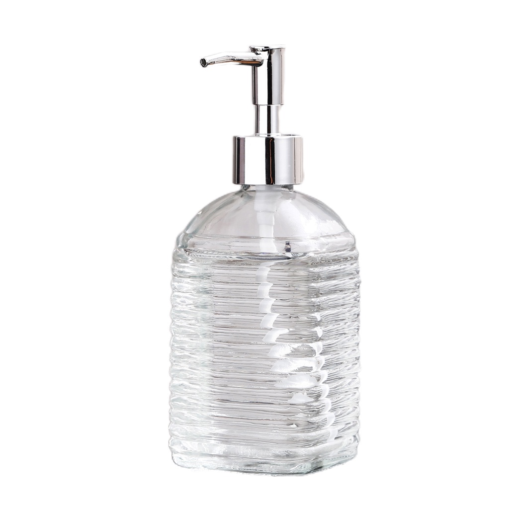 Liquid Soap Dispenser Clear Glass 400ml Chrome Finish Refillable