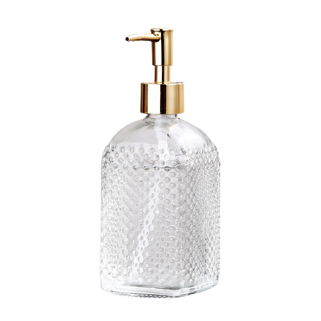 Liquid Soap Dispenser Clear Glass 400ml Chrome Finish Refillable