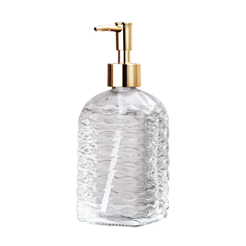 Liquid Soap Dispenser Clear Glass 400ml Chrome Finish Refillable