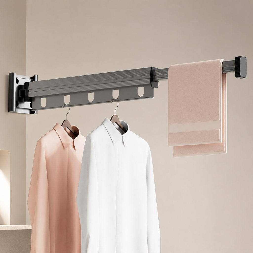 Wall Mounted Drying Rack Foldable Aluminum Alloy Clothes Airer