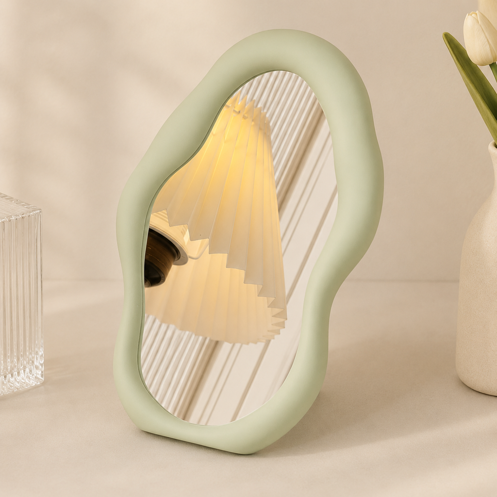 Warped Wall Mirror Irregular Shape Silver Glass Decorative Home Accent
