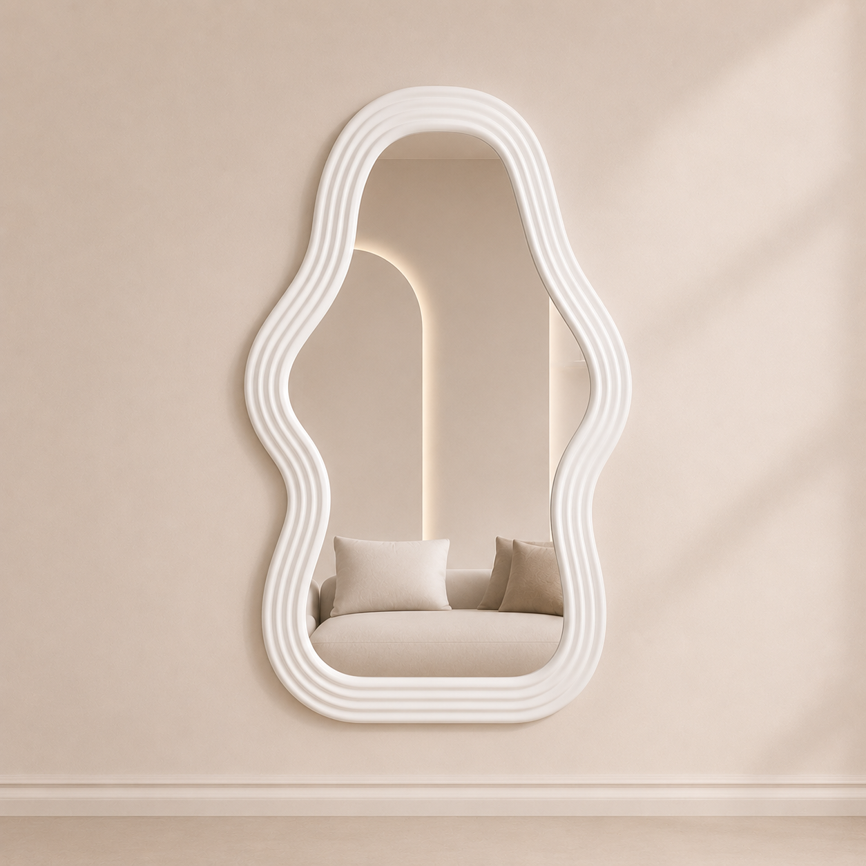 Wall Mirror Elongated Design Glass Mirror with Durable Frame Wall Mounted