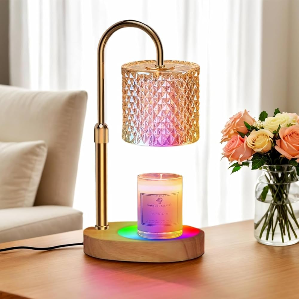 Flameless Candle Warmer Lamp Adjustable Height Timer Function RGB Lighting