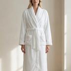 Bathrobe Plush Unisex Long Length Belted with Front Pockets