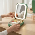 LED Mirror Cosmetic Case Portable Makeup Organizer with Adjustable LED Light