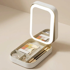 LED Mirror Cosmetic Case Portable Makeup Organizer with Adjustable LED Light