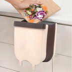 Kitchen Trash Can Folding Wall Mount 9L PP Plastic Cabinet Hanging Bin