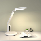 LED Desk Lamp with Digital Clock Touch Control Adjustable Brightness Plastic
