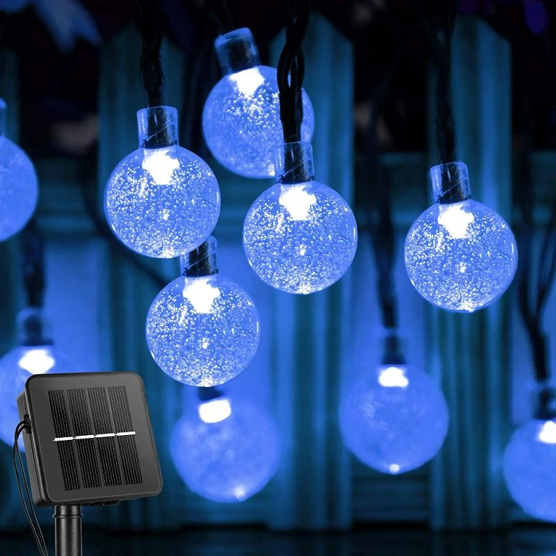 Solar String Lights Outdoor Crystal Globe Lights with LED and Lighting Modes