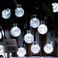 Solar String Lights Outdoor Crystal Globe Lights with LED and Lighting Modes
