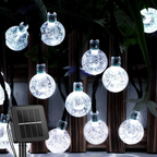 Solar String Lights Outdoor Crystal Globe Lights with LED and Lighting Modes