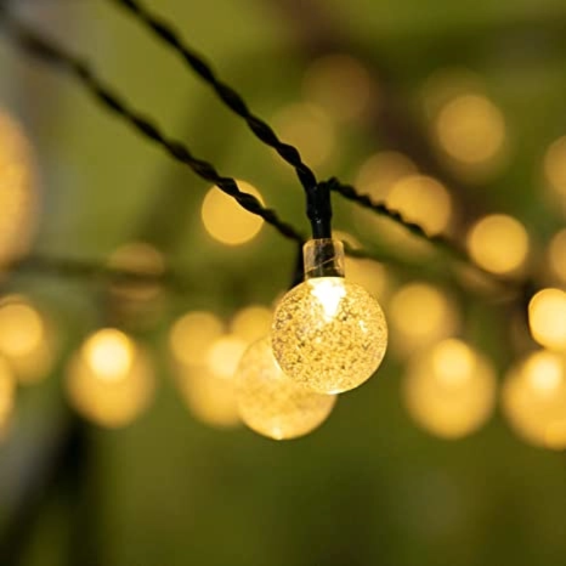 Solar String Lights Outdoor Crystal Globe Lights with LED and Lighting Modes