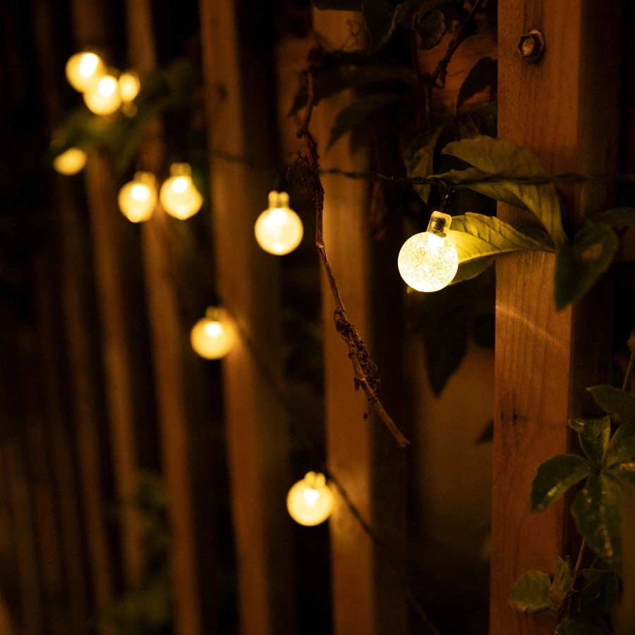 Solar String Lights Outdoor Crystal Globe Lights with LED and Lighting Modes