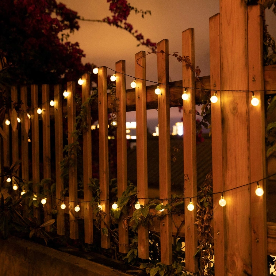 Solar String Lights Outdoor Crystal Globe Lights with LED and Lighting Modes