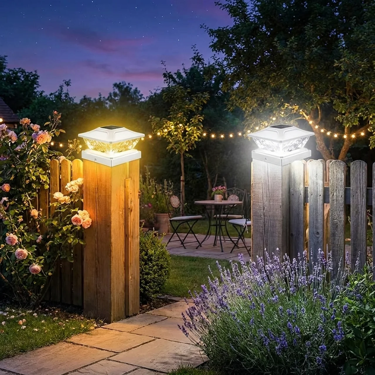 Solar Post Cap Light Waterproof LED Dual Mode Outdoor Fence and Deck Light