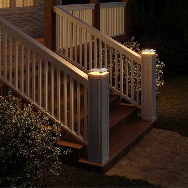 Solar Post Cap Lights Waterproof Outdoor Fence and Deck Auto On Off White Light