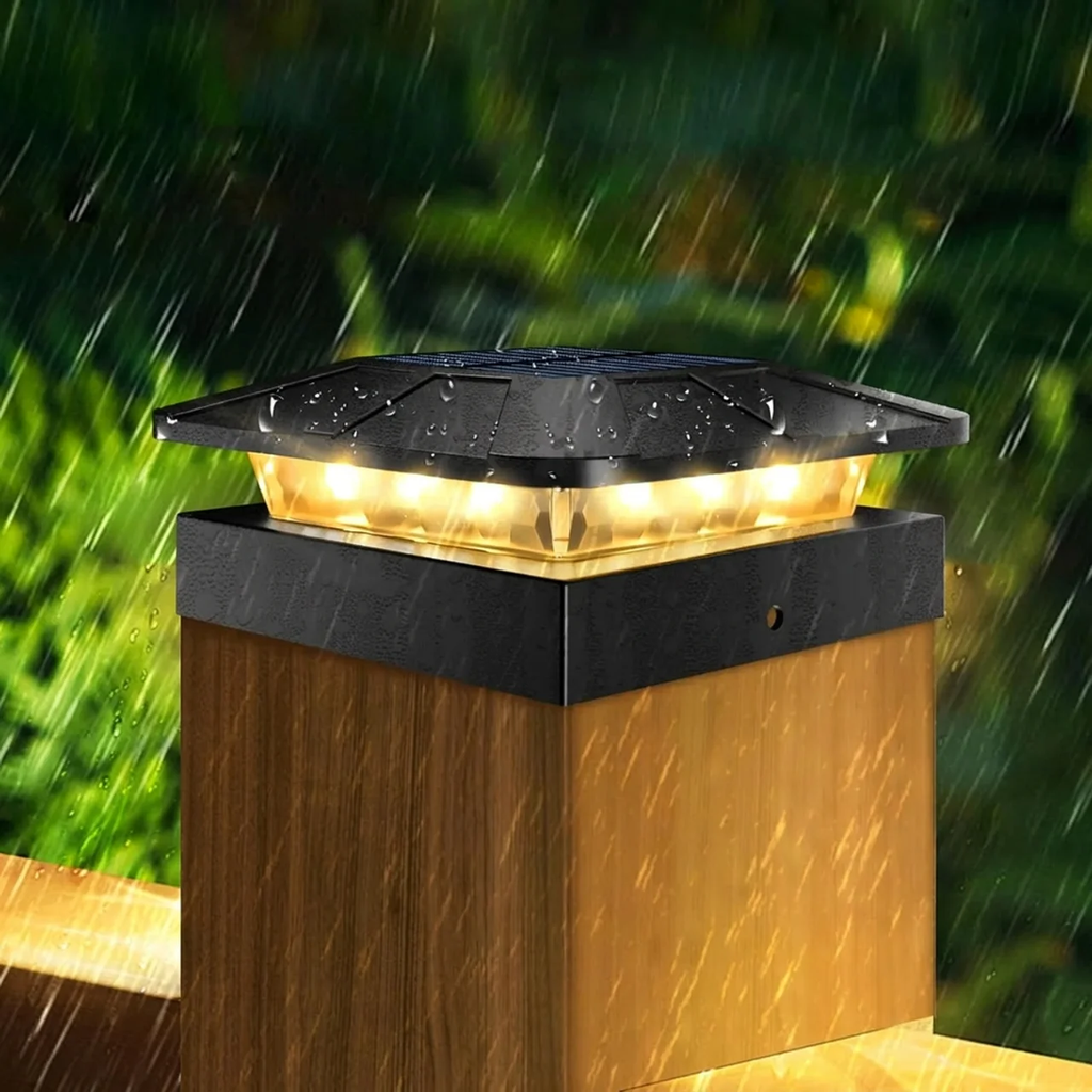 Solar Post Cap Lights Waterproof Outdoor Fence and Deck Auto On Off White Light