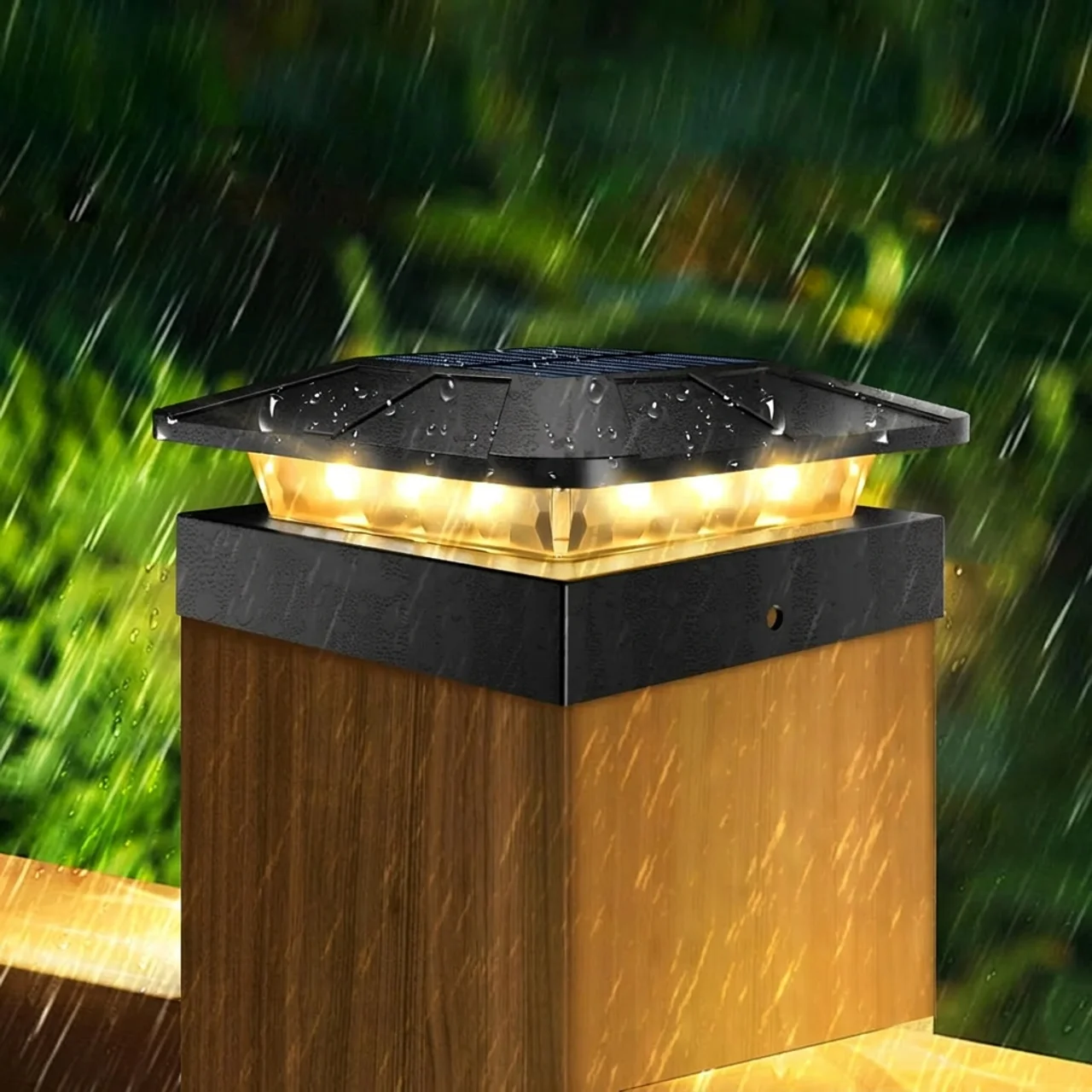 Solar Post Cap Lights Waterproof Outdoor Fence and Deck Auto On Off White Light