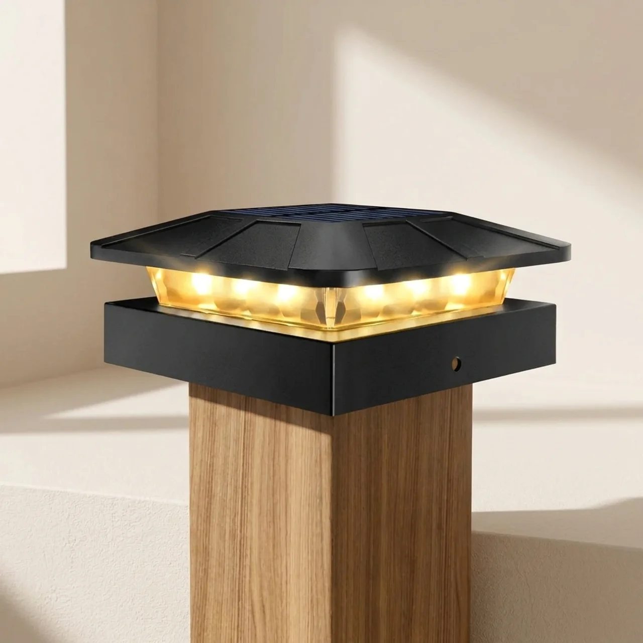 Solar Post Cap Lights Waterproof Outdoor Fence and Deck Auto On Off White Light