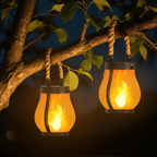 Outdoor Solar Flame Torch Lantern with Handle Flickering LED Garden Pathway Light