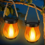 Outdoor Solar Flame Torch Lantern with Handle Flickering LED Garden Pathway Light
