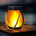 Outdoor Solar Flame Torch Lantern with Handle Flickering LED Garden Pathway Light