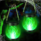 Outdoor Solar Flame Torch Lantern with Handle Flickering LED Garden Pathway Light