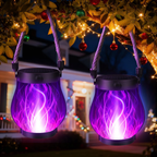 Outdoor Solar Flame Torch Lantern with Handle Flickering LED Garden Pathway Light