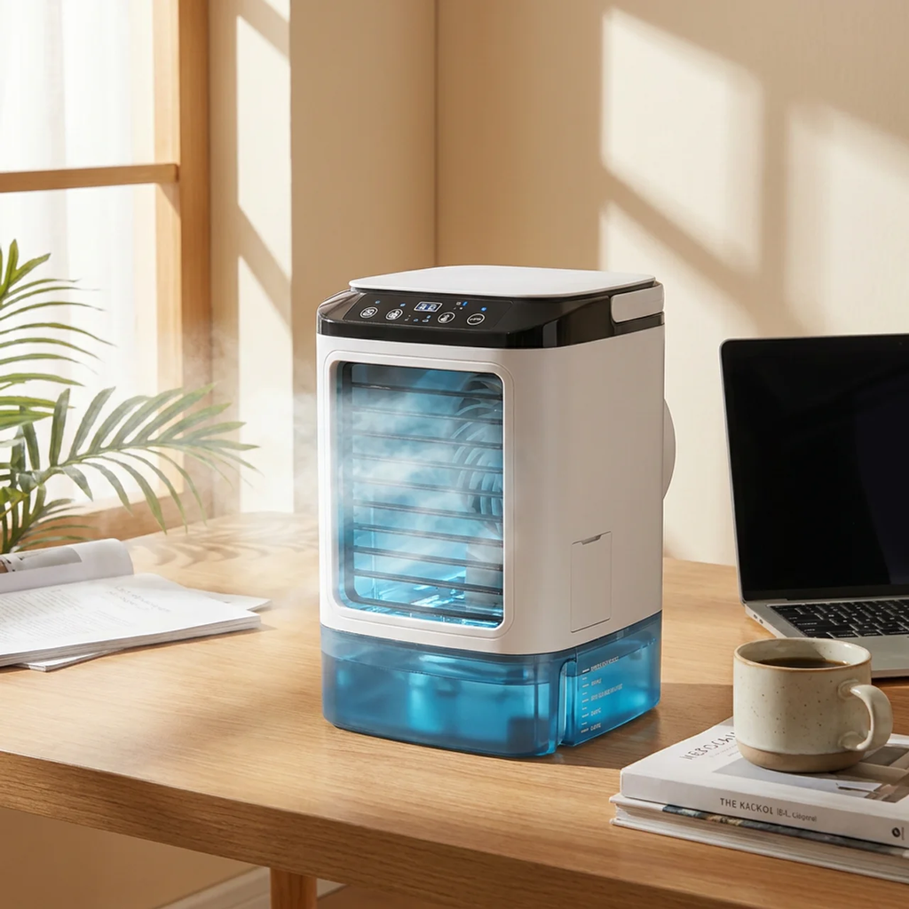 Portable Air Conditioner with Ultrasonic Dual-Spray Mist, 3-Speed Fan and LED Night Light