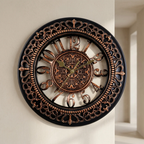Vintage Indoor Wall Clock with Ornate Resin Frame Quartz Movement