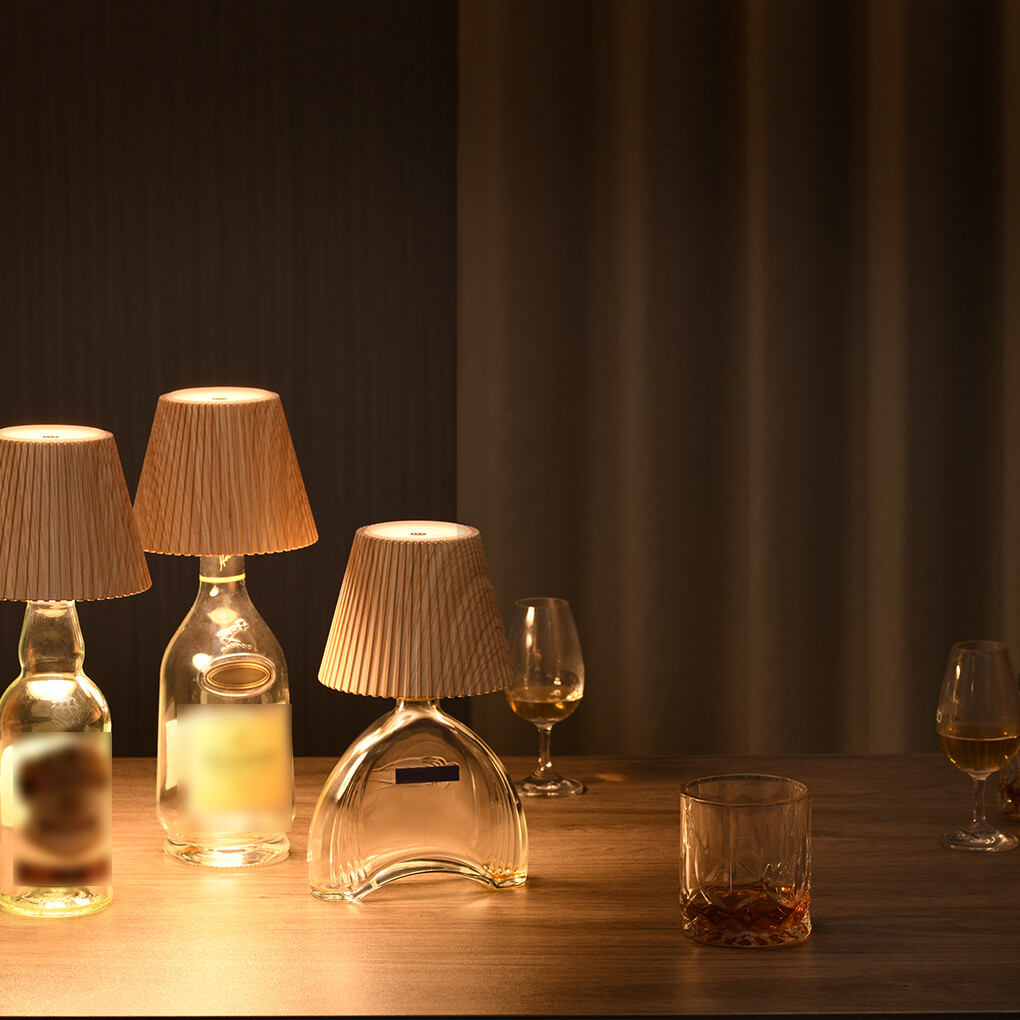 Portable Table Lamp Wine Bottle Style Rechargeable Touch Switch