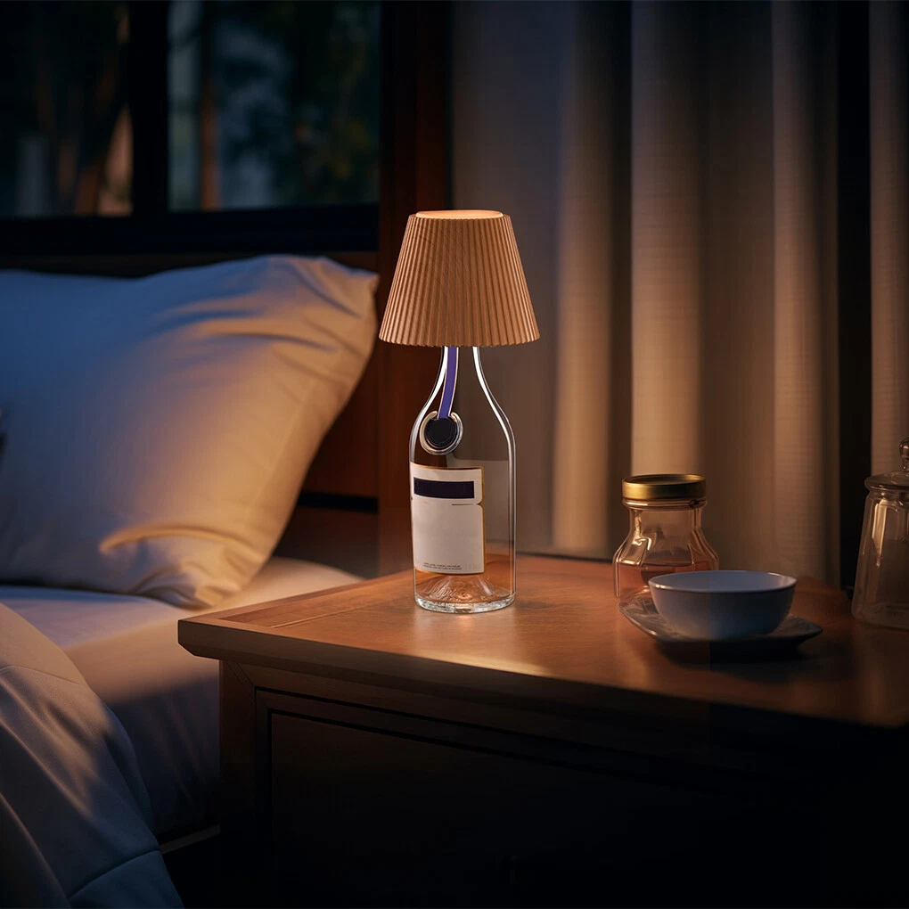Portable Table Lamp Wine Bottle Style Rechargeable Touch Switch