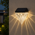 Solar Fence Lights Outdoor Waterproof Acrylic Diamond Design