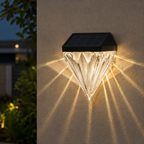 Solar Fence Lights Outdoor Waterproof Acrylic Diamond Design