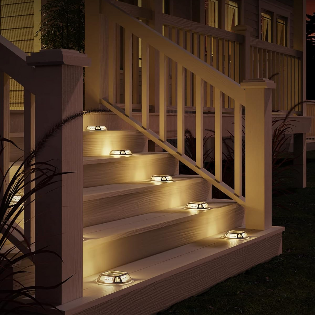 Solar Deck Light IP68 Waterproof 12 LED Cool White Aluminum Alloy Pathway Light