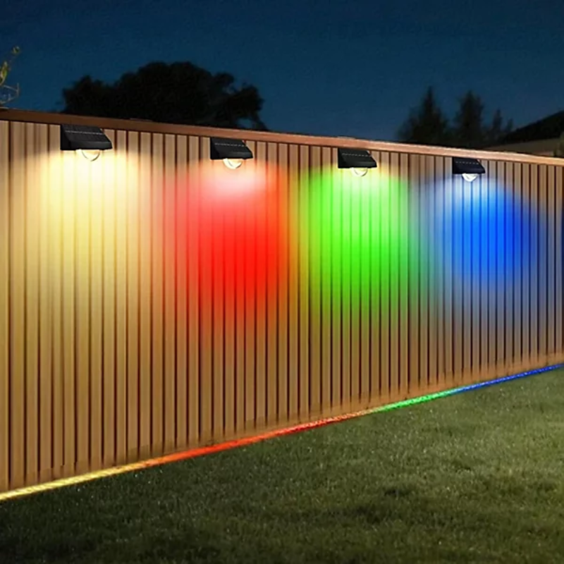 Solar Fence Light RGBCW Outdoor Wall Mounted IP65 Waterproof 11 Color Modes