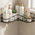 Corner Shower Caddy Wall Mounted Black Bathroom Storage Shelf
