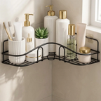 Corner Shower Caddy Wall Mounted Black Bathroom Storage Shelf
