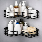 Corner Shower Caddy Wall Mounted Black Bathroom Storage Shelf