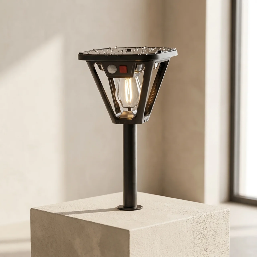 Solar Garden Post Light Motion Sensor Warm White LED IP65