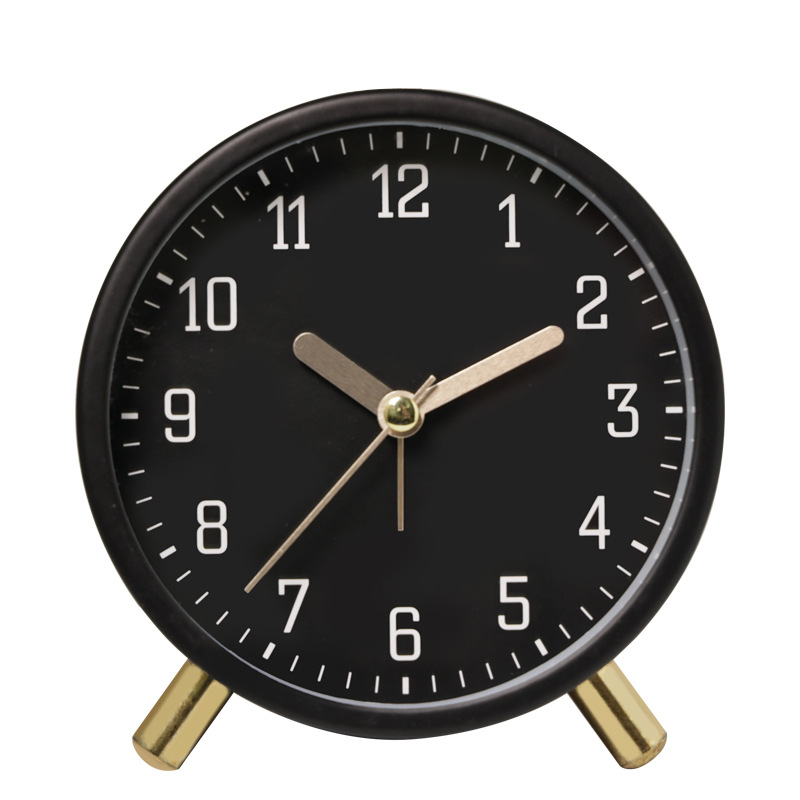 Table Clock Silent Sweep Movement Metal Glass Design