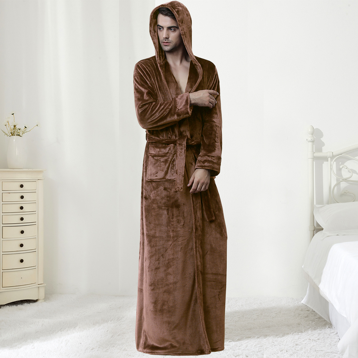Men's Hooded Bathrobe – Soft Plush Robe for Warmth, Comfort & Relaxation