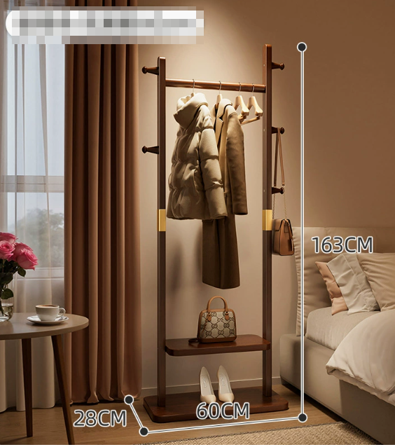 MobilHolz: Wooden Clothes Rack – Stable Solid Wood Stand with Wheels, Shoe Shelf & Shelves, Decorative for Hallway & Bedroom