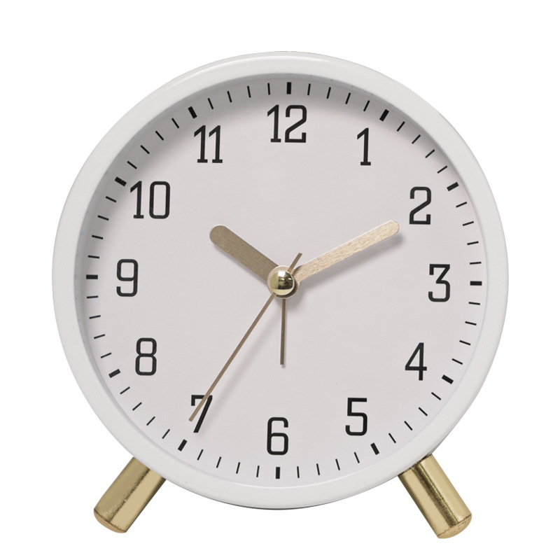 Table Clock Silent Sweep Movement Metal Glass Design